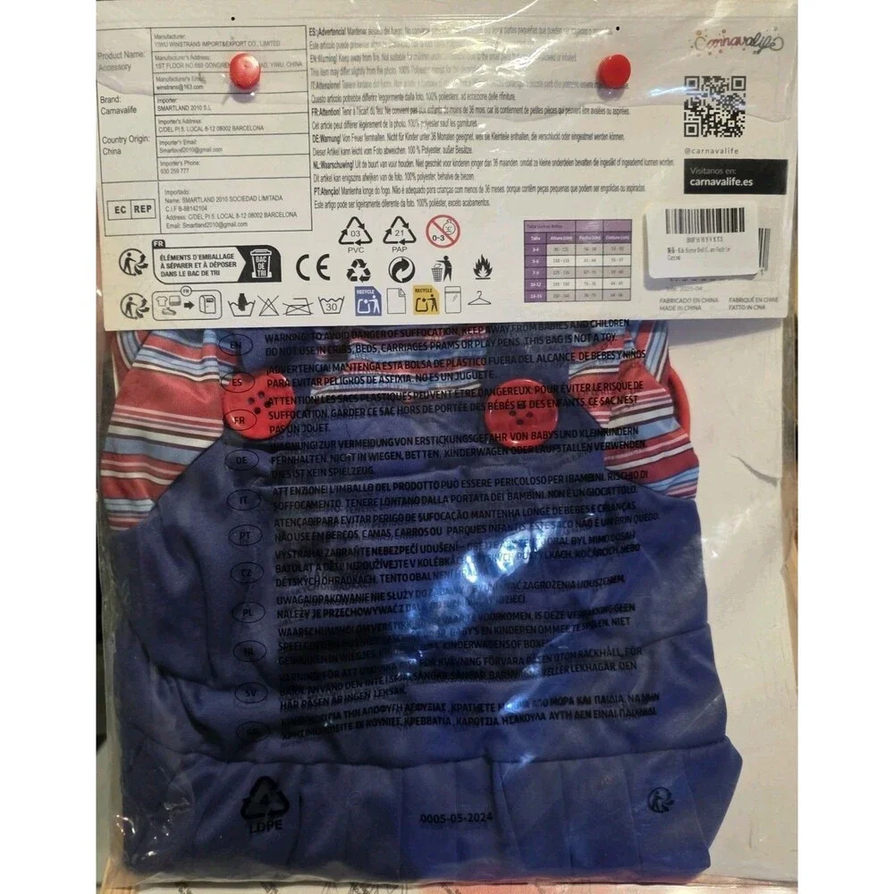 Horror Costume Dress Girl's Child's Play Cute Scary Halloween Overalls Sz 3-4